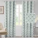 Cortina Polyester Long Door Curtains 9 Feet 250GSM - Jacquard Printed Light-Filtering (70-80% Room Darkening) Curtains for Bedroom, Office, Living Room &amp; Hallway (Pack of 2, Light Green)