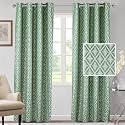 Cortina Polyester Long Door Curtains 9 Feet 250GSM - Jacquard Printed Light-Filtering (70-80% Light-Filtering) Curtains for Bedroom, Office, Living Room &amp; Hallway (Pack of 2, Green)