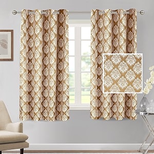 cortina polyester window curtains 5 feet 250gsm - jacquard printed light-filtering 70-80 room darkening curtains for bedroom office living room amp hallway pack of 2 dark brown