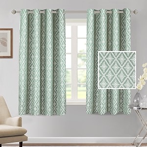 cortina polyester window curtains 5 feet 250gsm - jacquard printed light-filtering 70-80 room darkening curtains for bedroom office living room amp hallway pack of 2 sea green