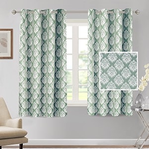 cortina polyester window curtains 5 feet 250gsm - jacquard printed light-filtering 70-80 room darkening curtains for bedroom office living room amp hallway pack of 2 light green