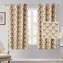 Cortina Polyester Window Curtains 5 Feet 250GSM - Jacquard Printed Light-Filtering (70-80% Room Darkening) Curtains for Bedroom, Office, Living Room &amp; Hallway (Pack of 2, Dark Brown)