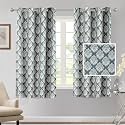 Cortina Polyester Window Curtains 5 Feet 250GSM - Jacquard Printed Light-Filtering (70-80% Room Darkening) Curtains for Bedroom, Office, Living Room &amp; Hallway (Pack of 2, Light Grey)