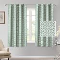 Cortina Polyester Window Curtains 5 Feet 250GSM - Jacquard Printed Light-Filtering (70-80% Room Darkening) Curtains for Bedroom, Office, Living Room &amp; Hallway (Pack of 2, Sea Green)