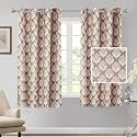 Cortina Polyester Window Curtains 5 Feet 250GSM - Jacquard Printed Light-Filtering (70-80% Room Darkening) Curtains for Bedroom, Office, Living Room &amp; Hallway (Pack of 2, Light Pink)