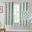 Cortina Polyester Window Curtains 5 Feet 250GSM - Jacquard Printed Light-Filtering (70-80% Room Darkening) Curtains for Bedroom, Office, Living Room &amp; Hallway (Pack of 2, Light Green)