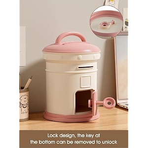 cortina post box design piggy bank for kids amp adults  plastic coin saver with handle amp keys money box gift item for kids ages 3 pink pack of 1