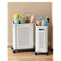 Cortina Premium Wheeled Laundry Hamper Basket with Extended Handle | Durable Plastic Foldable Design | Portable Rolling Storage Solution (Wheeled Laundry Hamper)