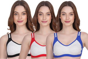 corwin international pack of 3 women sports non padded bra multicolor