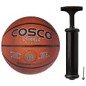 Cosco Dribble Rubber/Nylon Basketball, Size 6 (Orange) Plastic Hand Pump (?1 Cfph), Black, 23.4x11x4.2 Cm