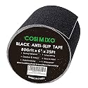 COSIMIXO 6" x 35Ft Heavy Duty Anti Slip Tape,Best 80grit Friction,Grip,Abrasive for Stairs Outdoor/Indoor,Skateboard Grip Tape Safety Non Skid Tread Staircases Anti-Slip Traction Tape Black