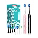 COSLUS C30 Electric Toothbrush for Adults, Ultra-Clean, 2PCS, Black &amp; Pink