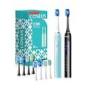 COSLUS C30 Electric Toothbrush for Adults, Ultra-Clean, 2PCS, Black &amp; Green