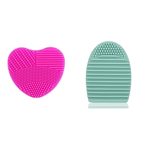 brush cleaning mat silicone makeup cleaning brush scrubber mat portable washing tool cosmetic brush cleaner heart shaped 1 amp egg shaped 1