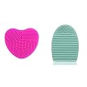 COSLUXE Brush Cleaning Mat, Silicone Makeup Cleaning Brush Scrubber Mat Portable Washing Tool Cosmetic Brush Cleaner (Egg Shaped 2 Pcs)