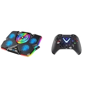 cosmic byte cyclone rgb laptop cooling pad with 5 fan adjustable speed usb hub blackblue