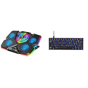 cosmic byte cyclone rgb laptop cooling pad with 5 fan adjustable speed usb hub blackblue