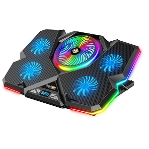 cosmic byte cyclone rgb laptop cooling pad with 5 fan adjustable speed usb hub blackblue