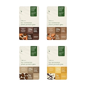 cosmix no-nonsense plant protein pro assorted trial pack 26g protein  yeast protein amp pea protein blend  assorted 38g sachet x 4  clean easy to digest