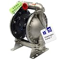 COSMOSTAR D0306 1" Stainless Steel Double Air Diaphragm Pump, Aluminum Body, Teflon Ball, seat and Diaphragm, Pump Muffler, Pump, Chemical Pump, Waste Oil Pump, Pneumatic Oil Pump, Diaphragm Pumps