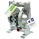 COSMOSTAR D0906 1" Double Air Diaphragm Pump - Aluminum Body, Teflon Ball, Seat and Diaphragm With Muffler - Chemical, Waste Oil, Pneumatic Oil Pump