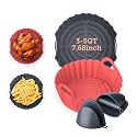 COSORI Air Fryer Silicone Liners for 3-5 Qt, 7.6 Inch Reusable Basket, Certified Food Grade Accessories, Resistant up to 450°F, Thickened &amp; Durable​, Non-stick Dishwasher Safe, Gloves Included, 2 Pcs