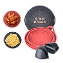 COSORI Air Fryer Silicone Liners for 5-7 Qt, Foldable 8.5 Inch Reusable Basket, Certified Food Grade Accessories, Resistant up to 450°F​, Thickened & Durable, Non-stick Dishwasher Safe, Gloves, 2 Pcs
