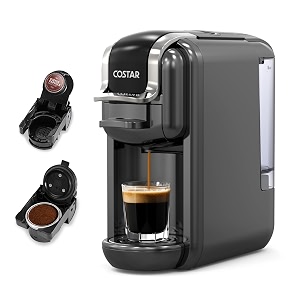 costar 2-in-1 espresso machine for capsules amp coffee powder 20 bar capsules coffee machine coffee maker machine for home wns original capsules fast heating system simple touch operation 1450w