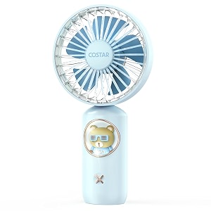 costar portable mini fan handheld personal fan with creative light 3 speeds 1800mah usb rechargeable battery fan small fan for women men girls kids indoor outdoor travel blue