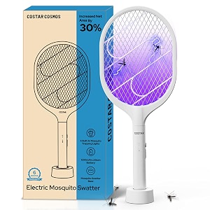 costarmatter 3600v mosquito bat mosquito racket with uv light 2 in 1 fly swatter with 1200mah lithium-ion battery rechargeable mosquito killer lamp amp bug zapper for indoor and outdoor