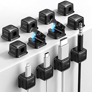 costop 12 pack magnetic cord organizer holder strong adhesive desk cable management easy open organize phone charging cords wire holder neatly for home office car desk nightstand - black w