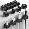 Costop 18 Pack Magnetic Cord Organizer Holder,Strong Adhesive Desk Cable Management Easy Open,Organize Phone Charging Cords Wire Holder Organizer Neatly for Home,Office,Car,Desk,Nightstand-Black