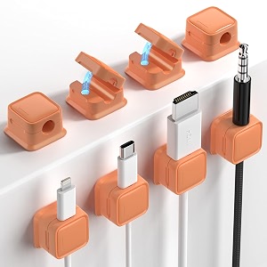 8 pack cord organizer magnetic cable clips under desk management orange
