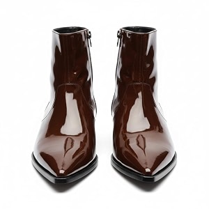 Costoso Italiano Mens Dark Brown Patent Leather