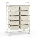COSTWAY 10 Drawer Rolling Storage Cart, Utility Cart with Lockable Wheels