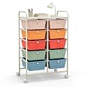 COSTWAY 10 Drawer Rolling Storage Cart, Utility Cart with Lockable Wheels