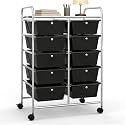 COSTWAY 10 Drawer Rolling Storage Cart, Utility Cart with Lockable Wheels