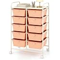 COSTWAY 10 Drawer Rolling Storage Cart, Utility Cart with Lockable Wheels