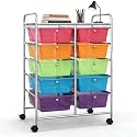 COSTWAY 10 Drawer Rolling Storage Cart, Utility Cart with Lockable Wheels