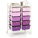 COSTWAY 10 Drawer Rolling Storage Cart, Utility Cart with Lockable Wheels