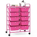 COSTWAY 10 Drawer Rolling Storage Cart, Utility Cart with Lockable Wheels