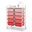 COSTWAY 10 Drawer Rolling Storage Cart, Utility Cart with Lockable Wheels