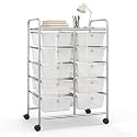 COSTWAY 10 Drawer Rolling Storage Cart, Utility Cart with Lockable Wheels