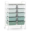 COSTWAY 10 Drawer Rolling Storage Cart, Utility Cart with Lockable Wheels