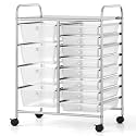 COSTWAY 12 Drawer Rolling Storage Cart, Utility Cart with Metal Frame