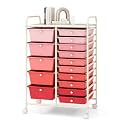 COSTWAY 15 Drawer Rolling Storage Cart, Mobile Storage Organizer