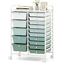 COSTWAY 15 Drawer Rolling Storage Cart, Mobile Storage Organizer