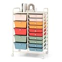 COSTWAY 15 Drawer Rolling Storage Cart, Mobile Storage Organizer
