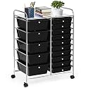 COSTWAY 15 Drawer Rolling Storage Cart, Mobile Storage Organizer