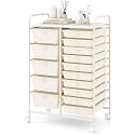 COSTWAY 15 Drawer Rolling Storage Cart, Mobile Storage Organizer